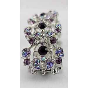 ❤️Cherry Blossom Bracelet Leaf Silver Pink Purple Crystals Elasticized Easy Wear